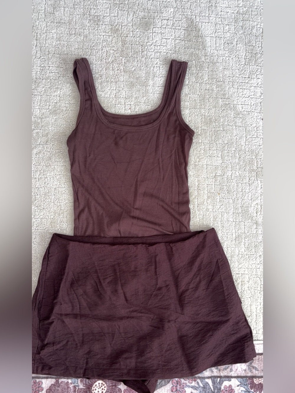 Women’s Stretch A-Line Skirt in Deep Plum with matching top